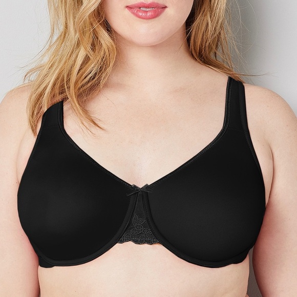 AVENUE BODY Smooth Caress Bra Full Coverage Support Solid Black 44DDD - Picture 1 of 4